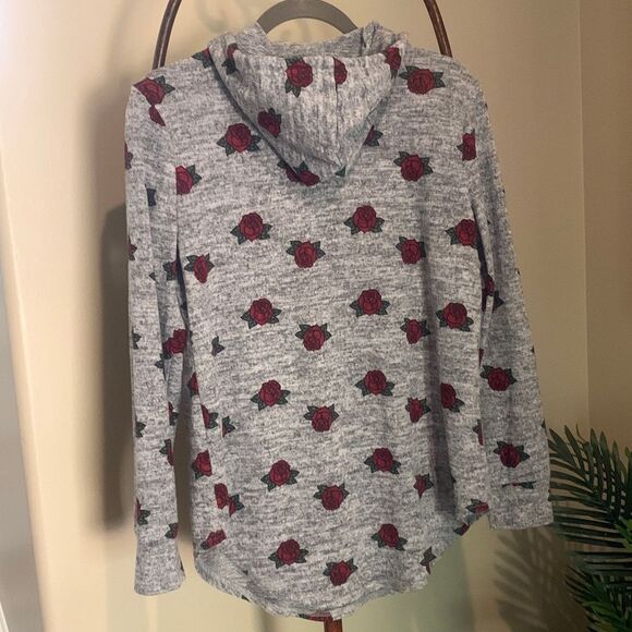 Roses Lightweight Gray Hooded Sweatshirt - Picture 3 of 6